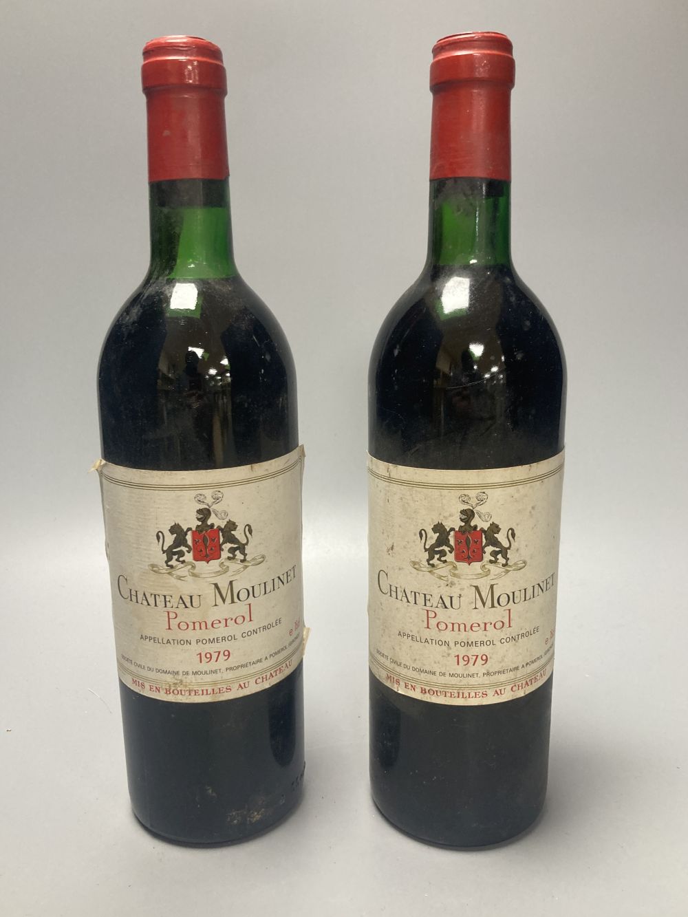 Two bottles of Chateau Moulinet Pomerol 1979